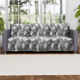 Myntra Elegant Homes Grey & White 6 Pieces Printed Cotton 3 Seater Sofa Cover-image-27
