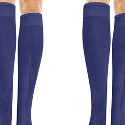 MUKHAKSH Kids 2 Pairs Navy Blue Knee Length Socks-image-111