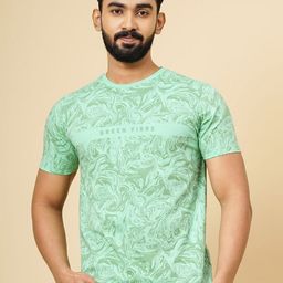 Greenfibre Men Abstract Printed Round Neck Pure Cotton Slim Fit T-shirt-image-122