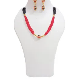 AJS HUB Women Black And Red Beads Assamese Jewellery Set-image-41