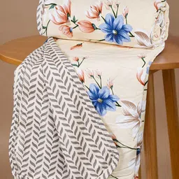 bsb home Beige & Blue Floral AC Room 210 GSM Single Bed Dohar-image-34