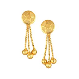 DIVASTRI Gold-Plated Circular Shaped Stud with Removable Chain Drop Earrings image 3