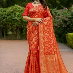 Moda Rapido Red Silk Cotton Woven Design Sarees-picture-29