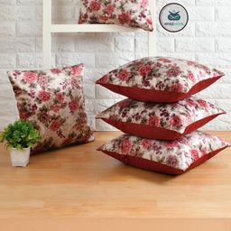 WiseHome Velvet Printed 16x16 Inch Set of 5 Cushion Cover-image-42