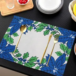ANA 4 Pcs Blue & White Printed Cotton Table Placemats-28