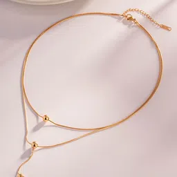 MYKI Gold-Plated Stainless Steel Elegant Double Layer Spherical Statement Necklace-34