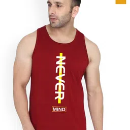 SLOWLORIS Pack Of 2 Printed Round Neck Sleeveless Bio-Wash Cotton Gym Vests-picture-0