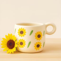 CHAAK DESIGN White & Yellow Floral Printed Ceramic Glossy Cup 300ml-51