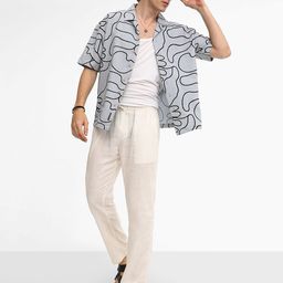 Campus Sutra Men Comfort Cuban Collar Abstract Printed Oversized Casual Shirt-image-81