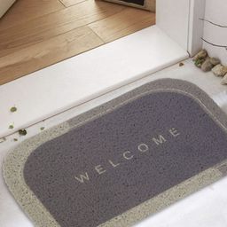 Status Pink & Grey Welcome Printed Anti Skid Noodle Doormat-46