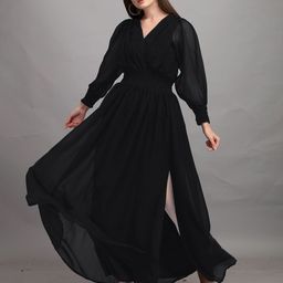 Raiyani Enterprise Applique Georgette Fit & Flare Maxi Dress-image-62