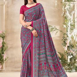 LeeliPeeri Designer Floral Poly Crepe Saree-image-76