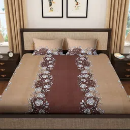 Myntra Elegant Homes Brown & White Printed Fitted 300 TC King Bedsheet Set 2.70 m X 2.70 m-image-21