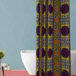 ArtzFolio Purple & Yellow Ethnic Motifs Printed Waterproof Shower Curtain-image-51