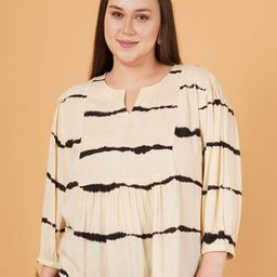 Sztori Women Horizontal Stripes Printed Round Neck Plus Size Top-picture-53