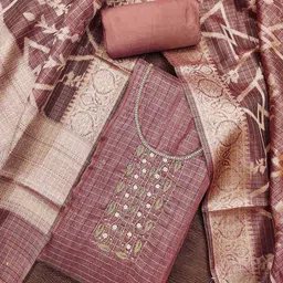 SHADOW & SAINING Checked Woven Design Beads And Stones Organza Unstitched Dress Material-picture-12
