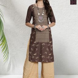 HERE&NOW Women Pack Of 2 Ethnic Motifs Printed Crepe Kurta-image-85