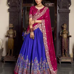 LOOKNBOOK ART Embellished Sequinned Ready to Wear Lehenga & Unstitched Blouse With Dupatta-image-57