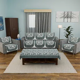 Aura Grey 6 Printed Velvet Sofa Cover-image-39