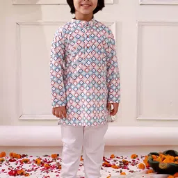 KID1 Boys Embroidered Regular Pure Cotton Kurta with Pyjamas-picture-36