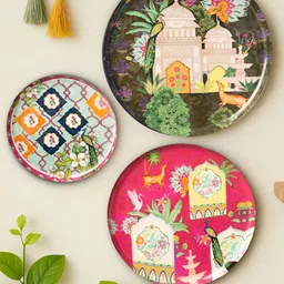 RITUALISTIC Red & Blue 3 Pieces Ajmer Floor Wall Decor Plates-18