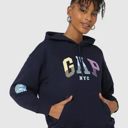 GAP Women Brand-Logo Printed Relaxed-Fit Hooded Pullover Sweatshirt-image-51