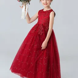 JC SPARKLE Girls Self Design Embellished Maxi Dress-image-47