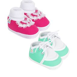 NESKA MODA Kids-Unisex Red Cotton Booties-picture-25