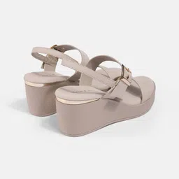 LEMON & PEPPER Women PU Wedge Sandals with Buckles-12