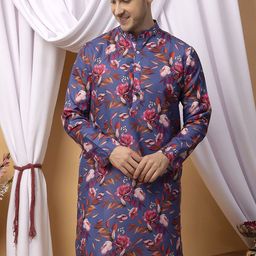 Hangup Men Floral Printed Regular Kurta with Pyjamas-picture-15
