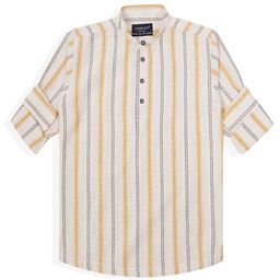 CHARCHIT Boys Comfort Fit Band Collar Vertical Striped Cotton Casual Shirt-image-75