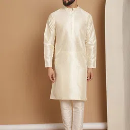 Moda Rapido Men Solid Mandarin Collar Straight Kurta with Churidar-18