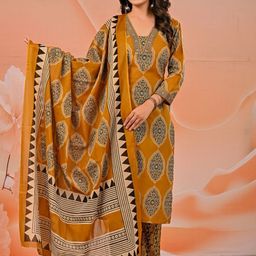 Khatri Creations Women Ethnic Motifs Printed Regular Pure Cotton Kurta Set With Dupatta-image-34