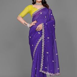 Mitera Ethnic Motifs Zari Poly Chiffon Saree-image-66