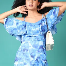 LIMEROAD Women Tie and Dye Printed A-Line Dress-image-47