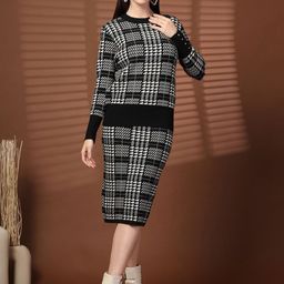 Juelle Checked Round Neck Top With Skirt Co-Ords-image-45