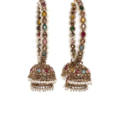 PANASH Set Of 2 Gold-Plated Stone Studded Latkan Style Bangles image 2
