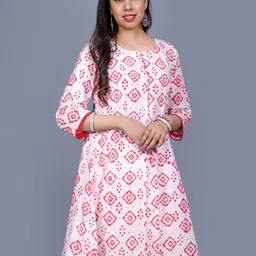 Mishy Geometric Printed Round Neck Cotton Tunic-25