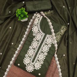 Panzora Floral Embroidered Thread Work Georgette Unstitched Dress Material-picture-44