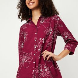 max Women Floral Print Cotton Shirt Style Top-image-89