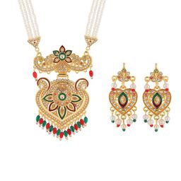 RHOSYN Gold-Plated Stone-Studded & Beaded Jewellery Set-image-90