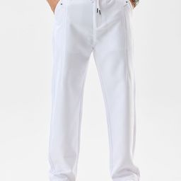 Snitch Men Snitch White Mid-Rise Slim Fit Trouser-image-47