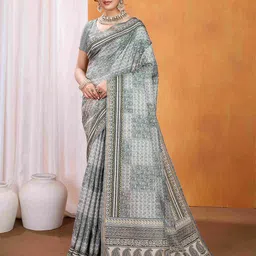 Ishin Ethnic Motifs Silk Blend Bagru Saree-picture-16