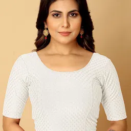 Jaanvi Women Woven Design Saree Blouse-picture-19