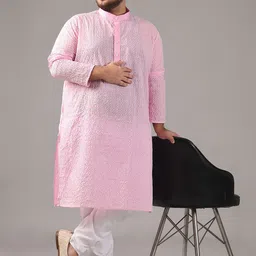 SOJANYA PLUS Men Embroidered Regular Pure Cotton Kurta with Pyjamas-39