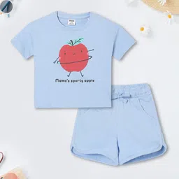 max Girls Printed Round Neck Pure Cotton T-Shirt With Shorts-picture-43