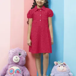 Athena Girl Puff Sleeve Fit & Flare Dress-image-95