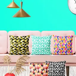 ArtzFolio Multicoloured Set of 5 Square Cushion Covers-47