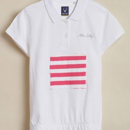 Allen Solly Junior Girls Striped Polo Collar Pure Cotton Regular Fit T-shirt-picture-6