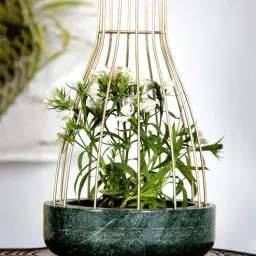 posh n plush Green Marble With Gold Metal Web Desk Pot-picture-18